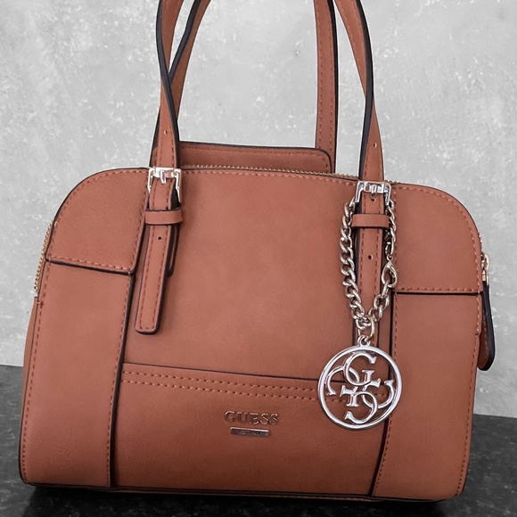GUESS TAN SATCHEL HANDBAG - Picture 1 of 3
